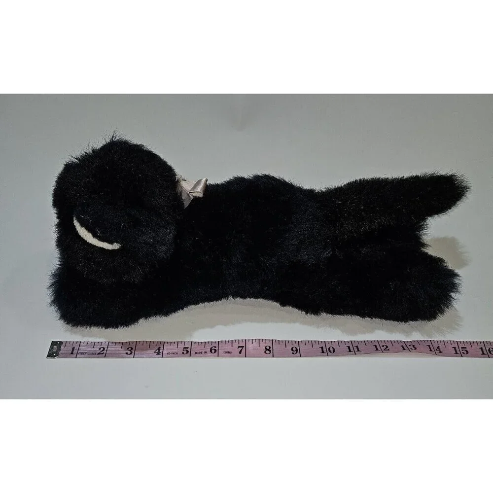 VTG Just Friends Black White Kitty Cat Plush Pink Bow 14